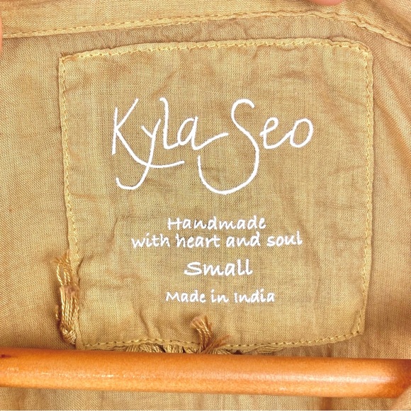 NWT Anthropologie Kyla Seo Bohemian Yellow Embroidered 100% Cotton Blouse Sz S - Picture 8 of 11